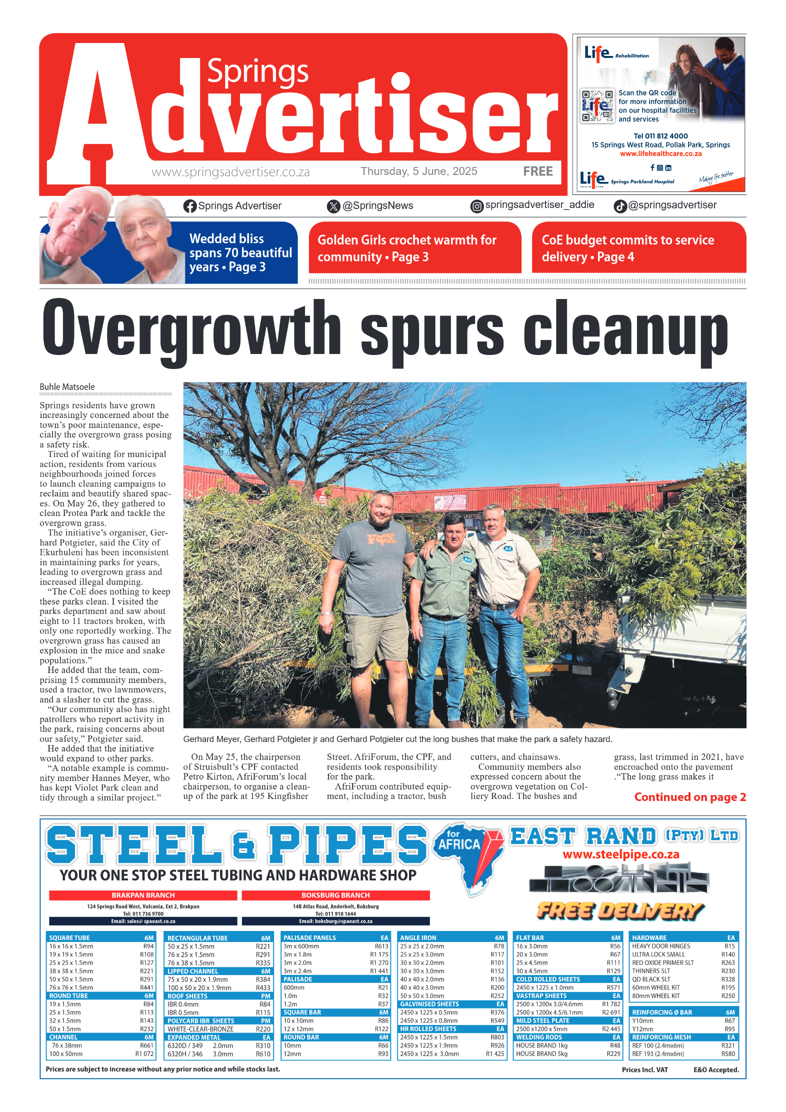 Springs Advertiser 5 June 2025 page 1