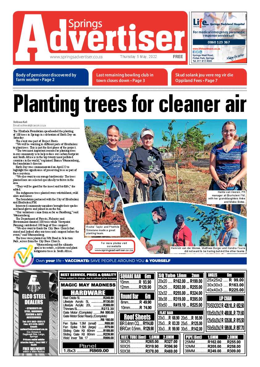 Springs Advertiser 5 May 2022 page 1