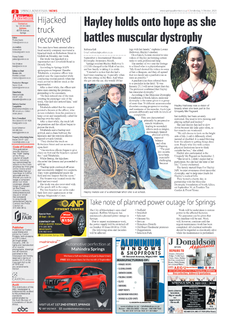 Springs Advertiser 5 October 2023 page 2