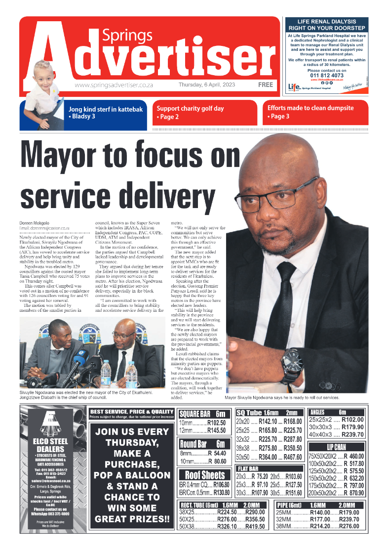 Springs Advertiser 6 April 2023 page 1