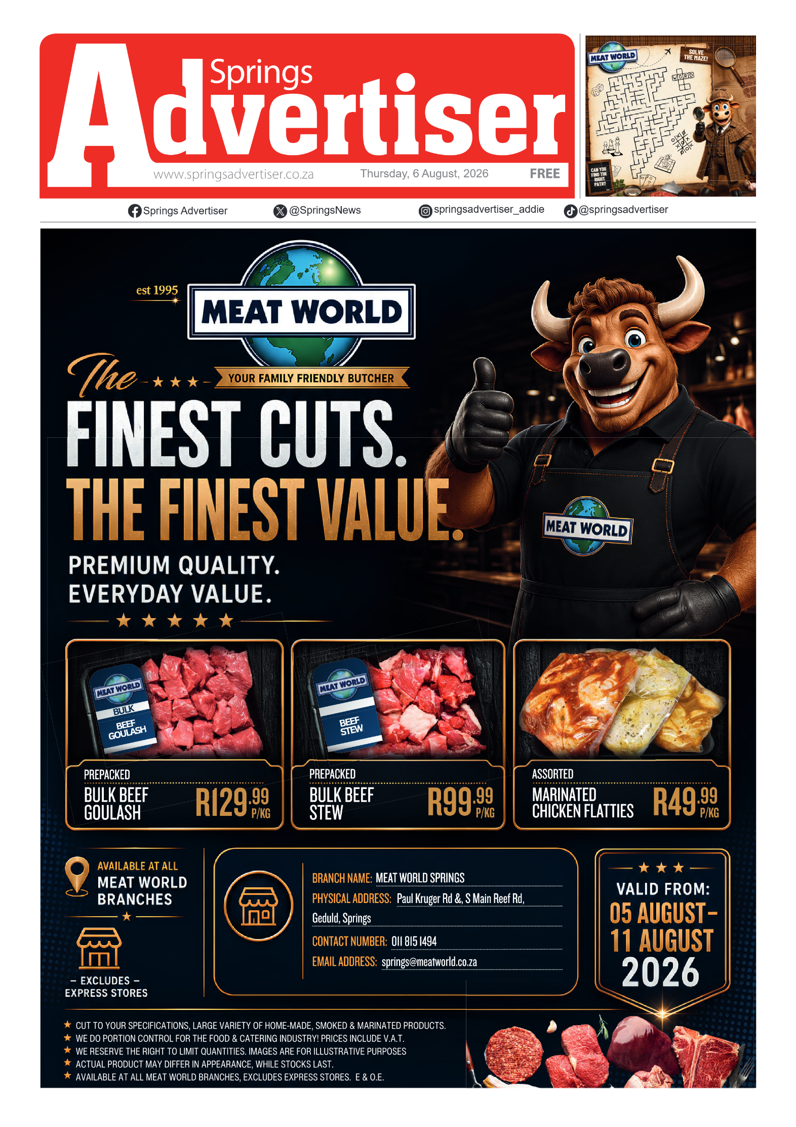 Springs Advertiser 6 August 2026 page 1