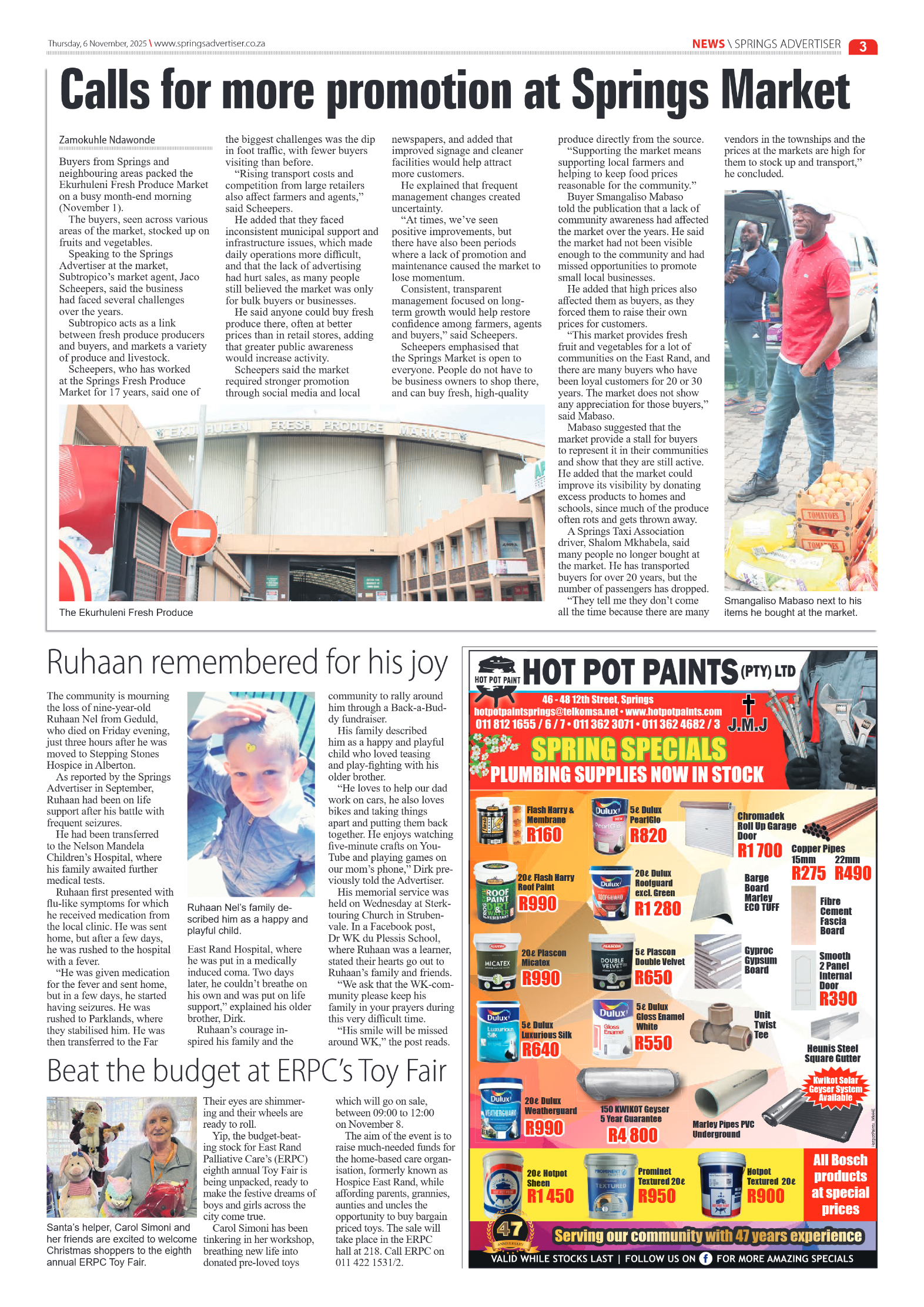 Springs Advertiser 6 November 2025 page 3