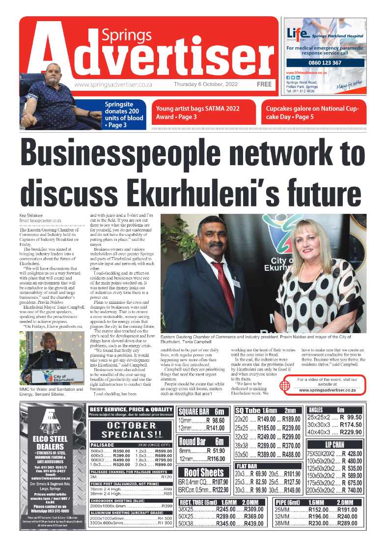 Springs Advertiser 6 October 2022 page 1