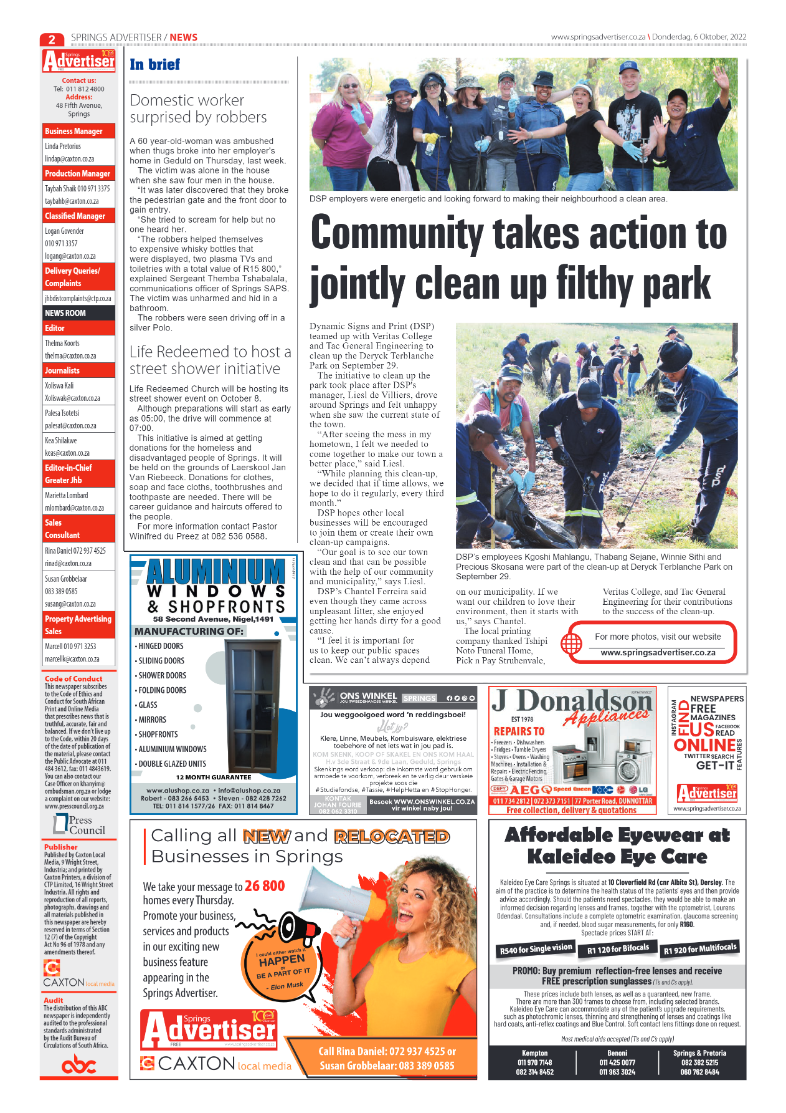 Springs Advertiser 6 October 2022 page 2