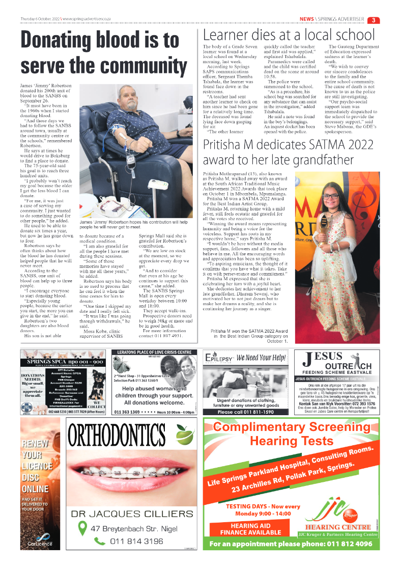 Springs Advertiser 6 October 2022 page 3