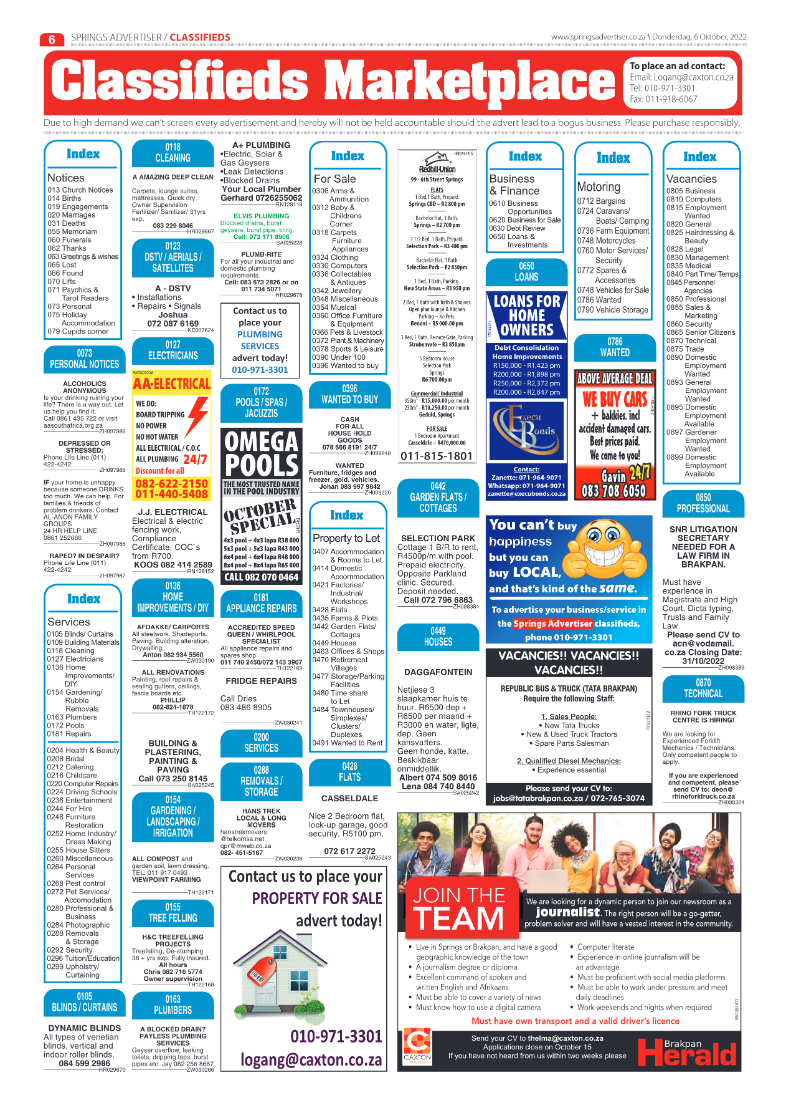Springs Advertiser 6 October 2022 page 6