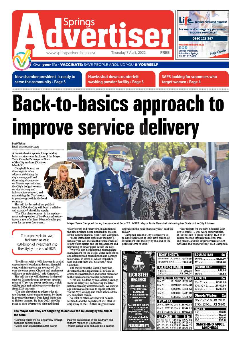 Springs Advertiser 7 April 2022 page 1