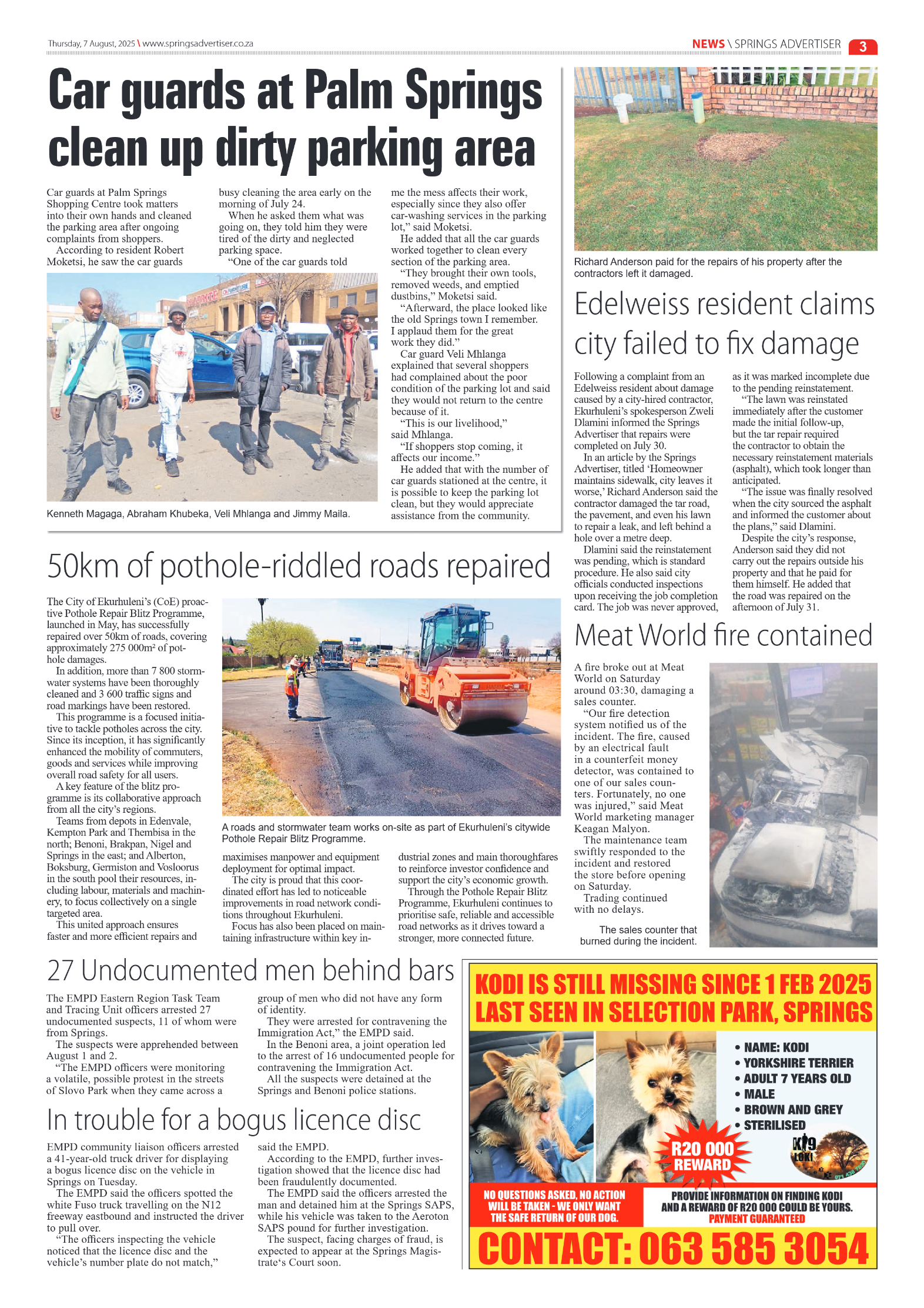 Springs Advertiser 7 August 2025 page 3