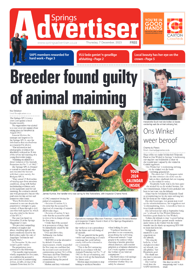 Springs Advertiser 7 December 2023 page 1