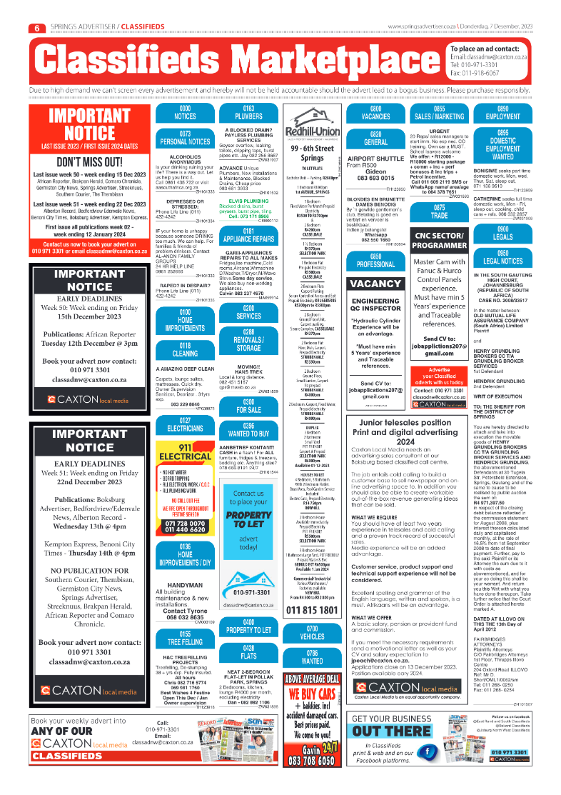 Springs Advertiser 7 December 2023 page 6