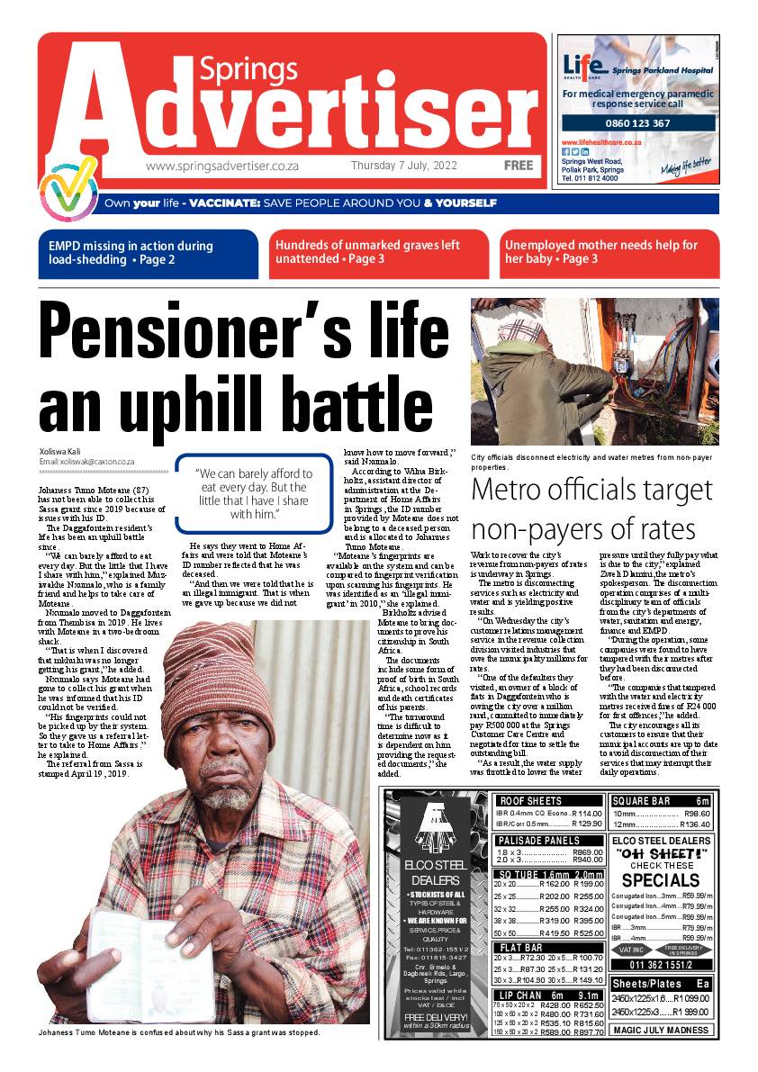 Springs Advertiser 7 July 2022 page 1
