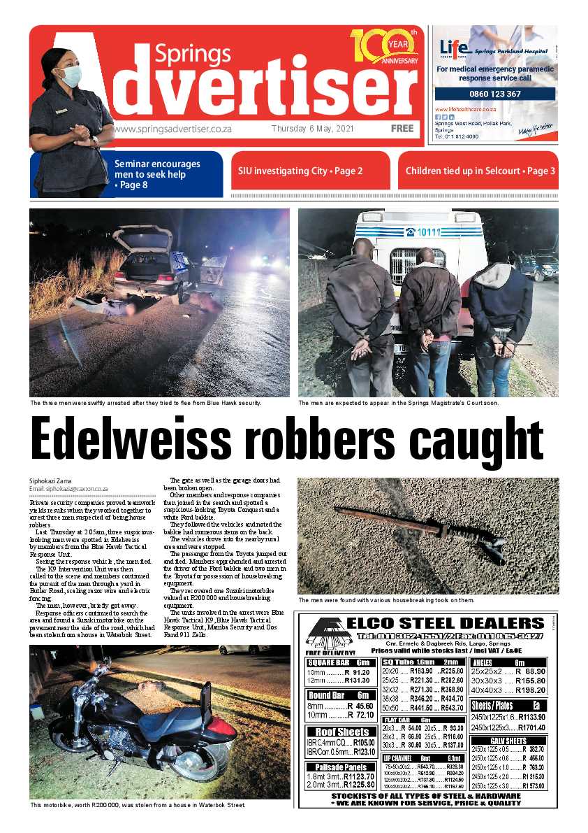 Springs Advertiser 7 May 2021 page 1