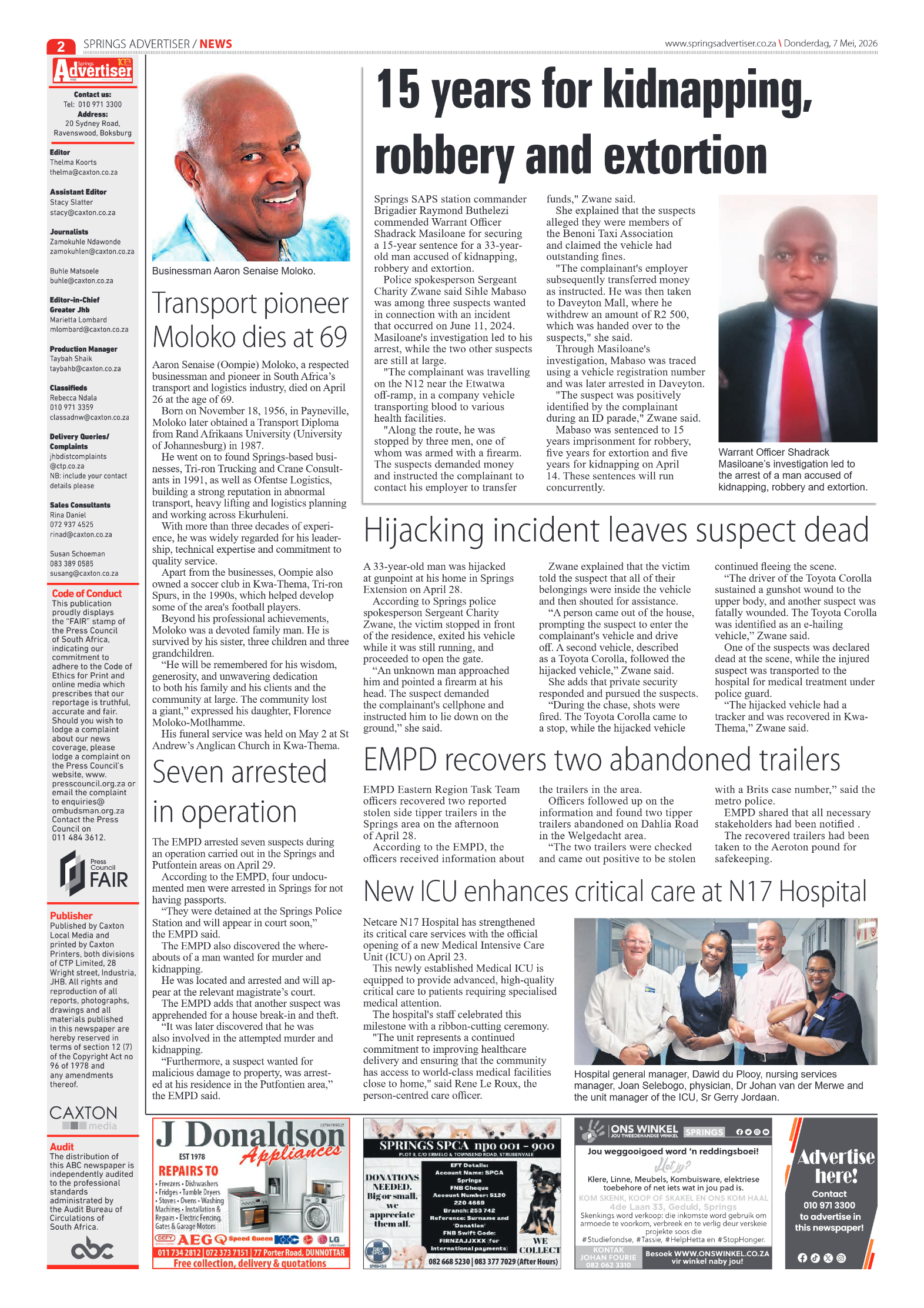 Springs Advertiser 7 May 2026 page 2