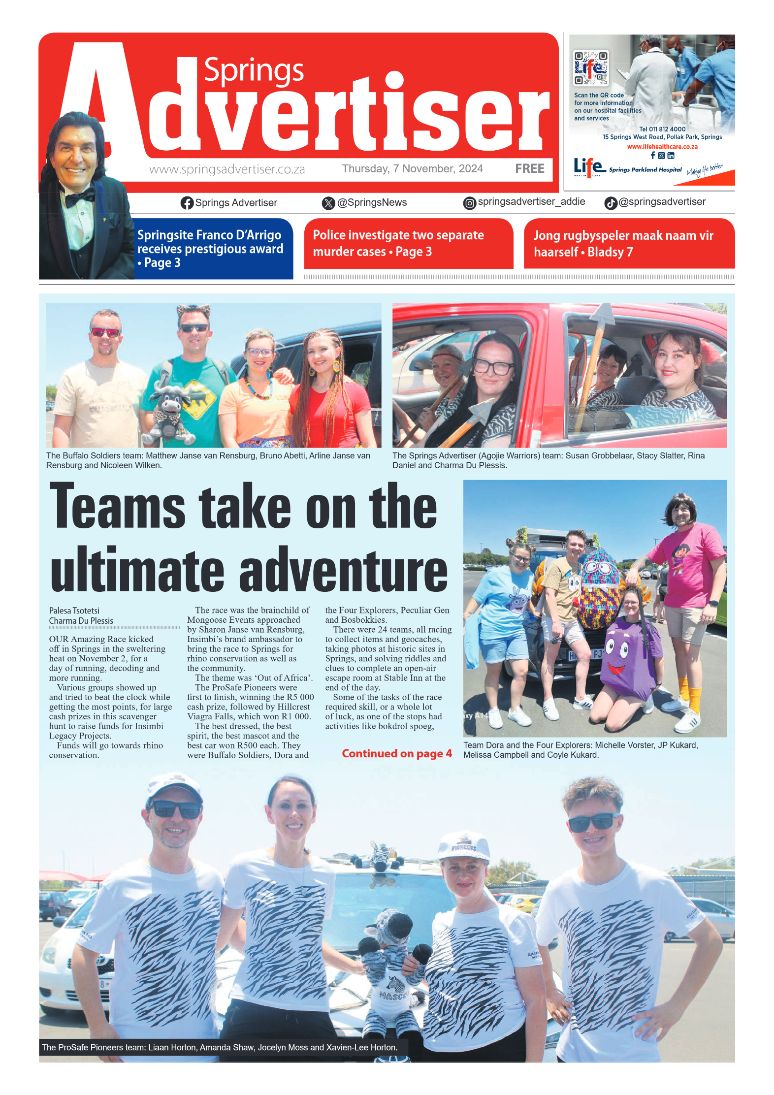 Springs Advertiser 7 November 2024 page 1