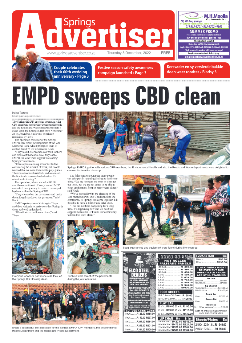 Springs Advertiser 8 Dec 2022 page 1