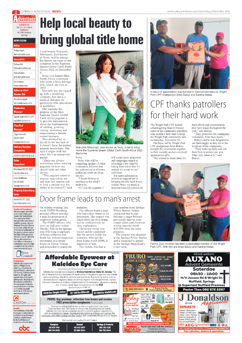 Springs Advertiser 8 Dec 2022 page 2