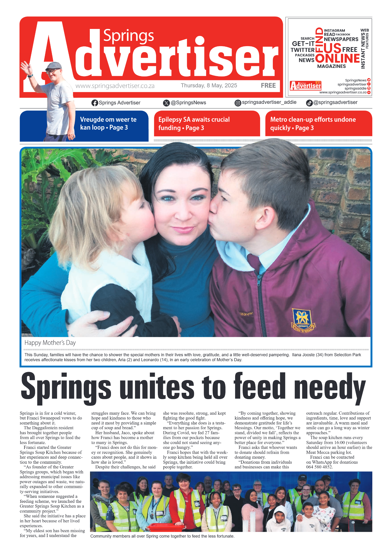 Springs Advertiser 8 May 2025 page 1