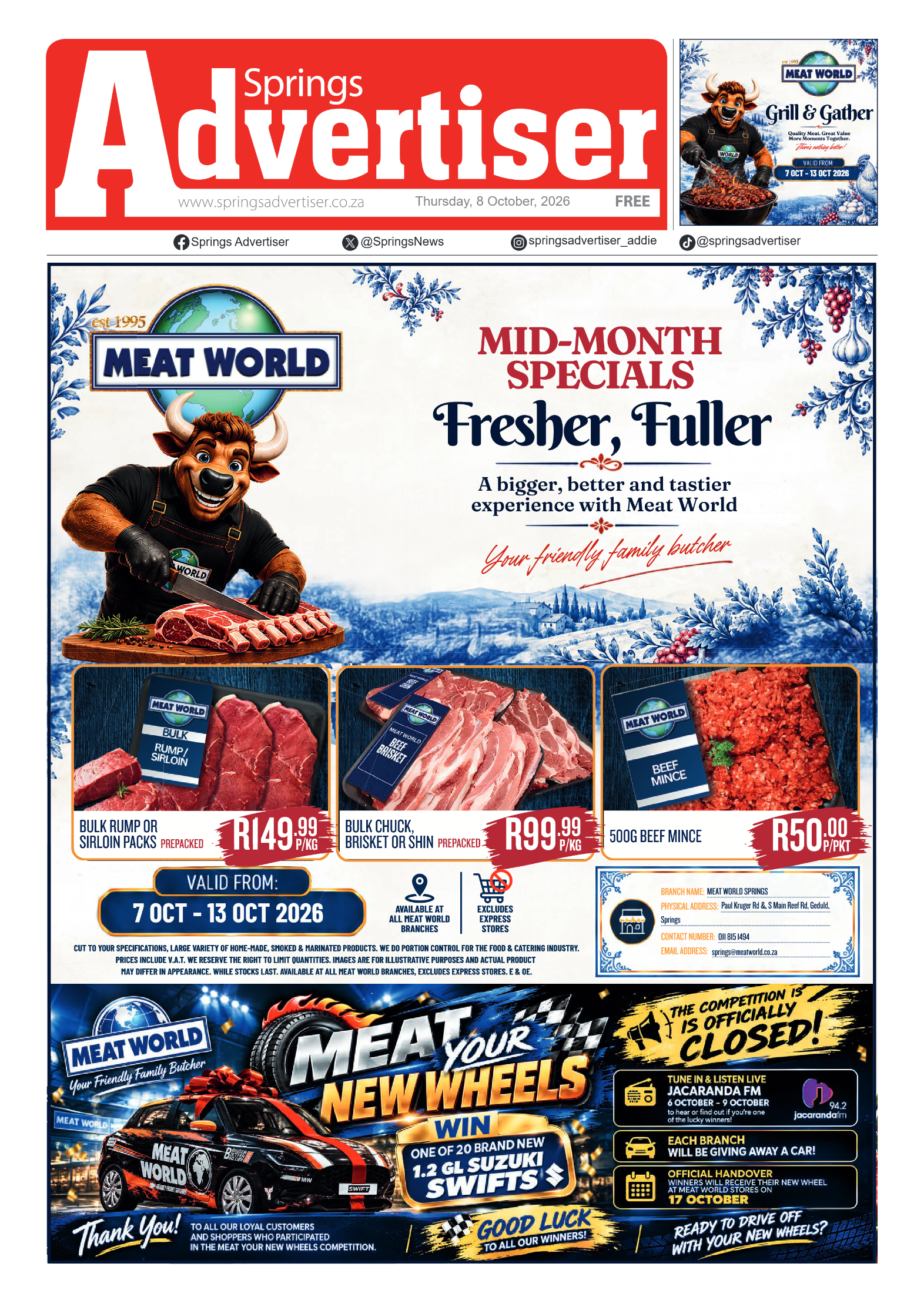 Springs Advertiser 8 October 2026 page 1