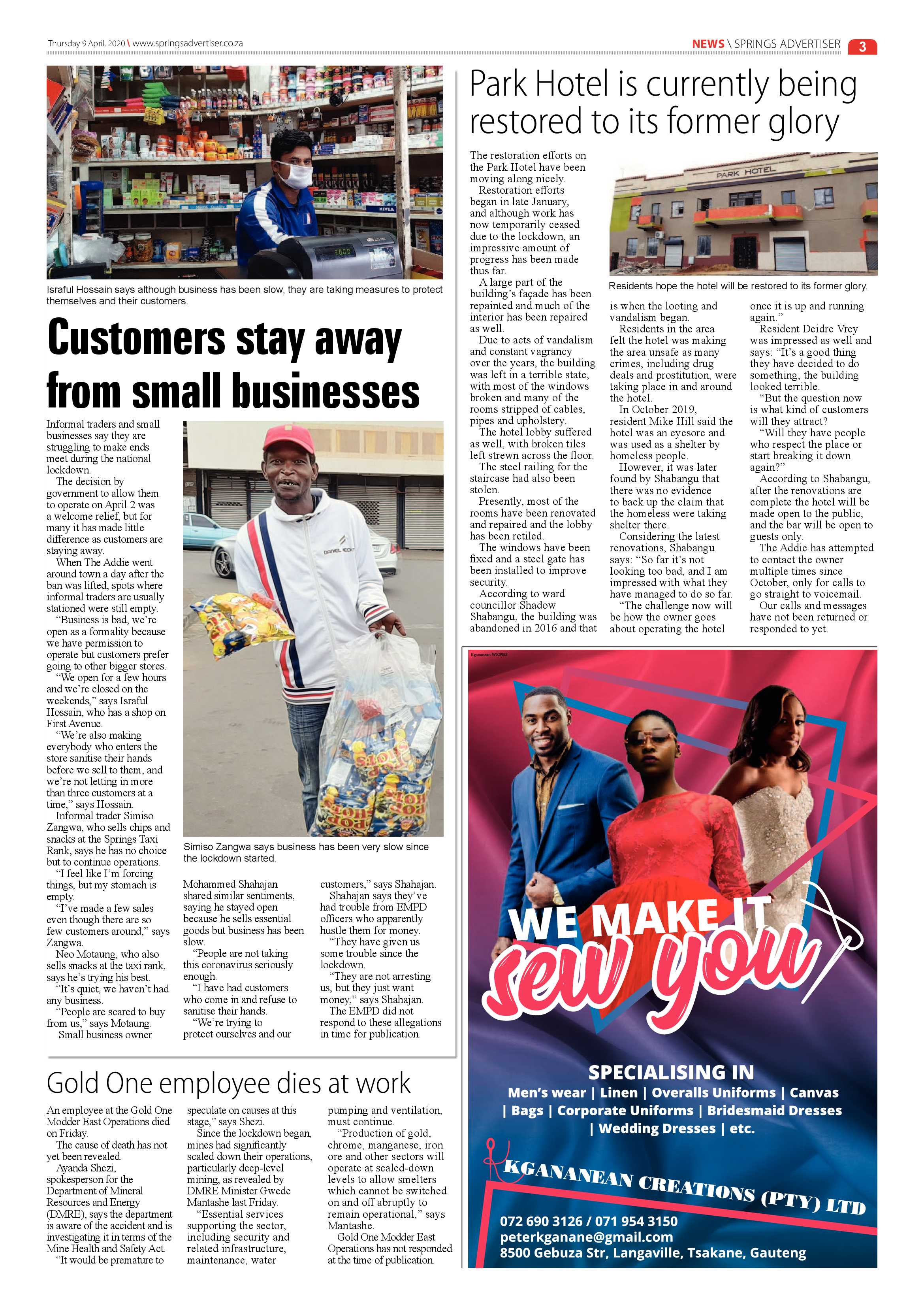 Springs Advertiser 9 April 2020 page 3