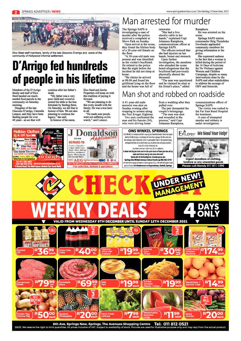 Springs Advertiser 9 December 2021 page 2