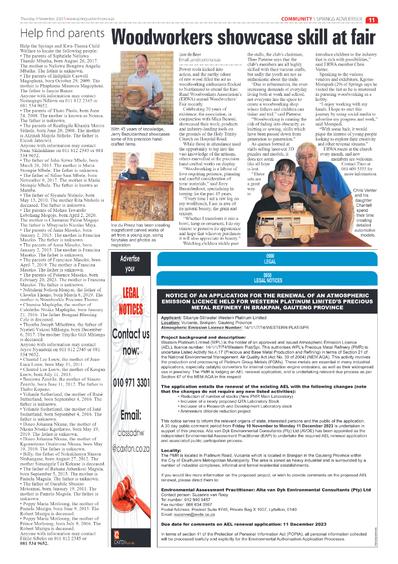 Springs Advertiser 9 November 2023 page 11