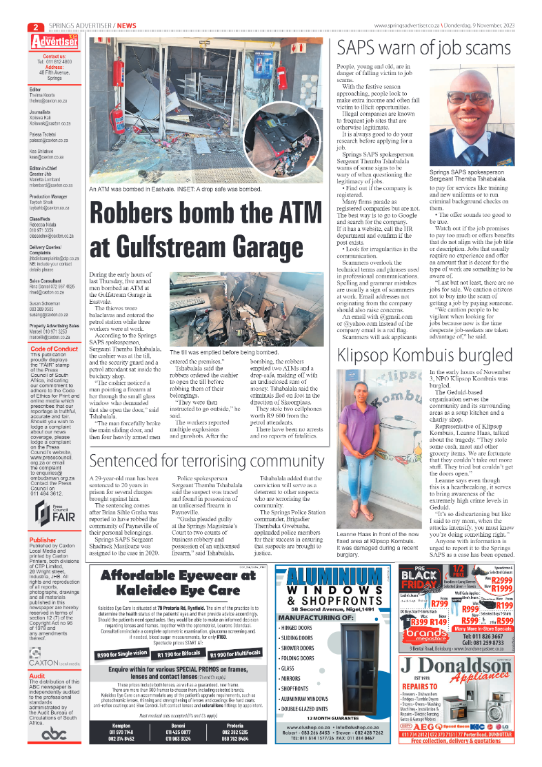 Springs Advertiser 9 November 2023 page 2