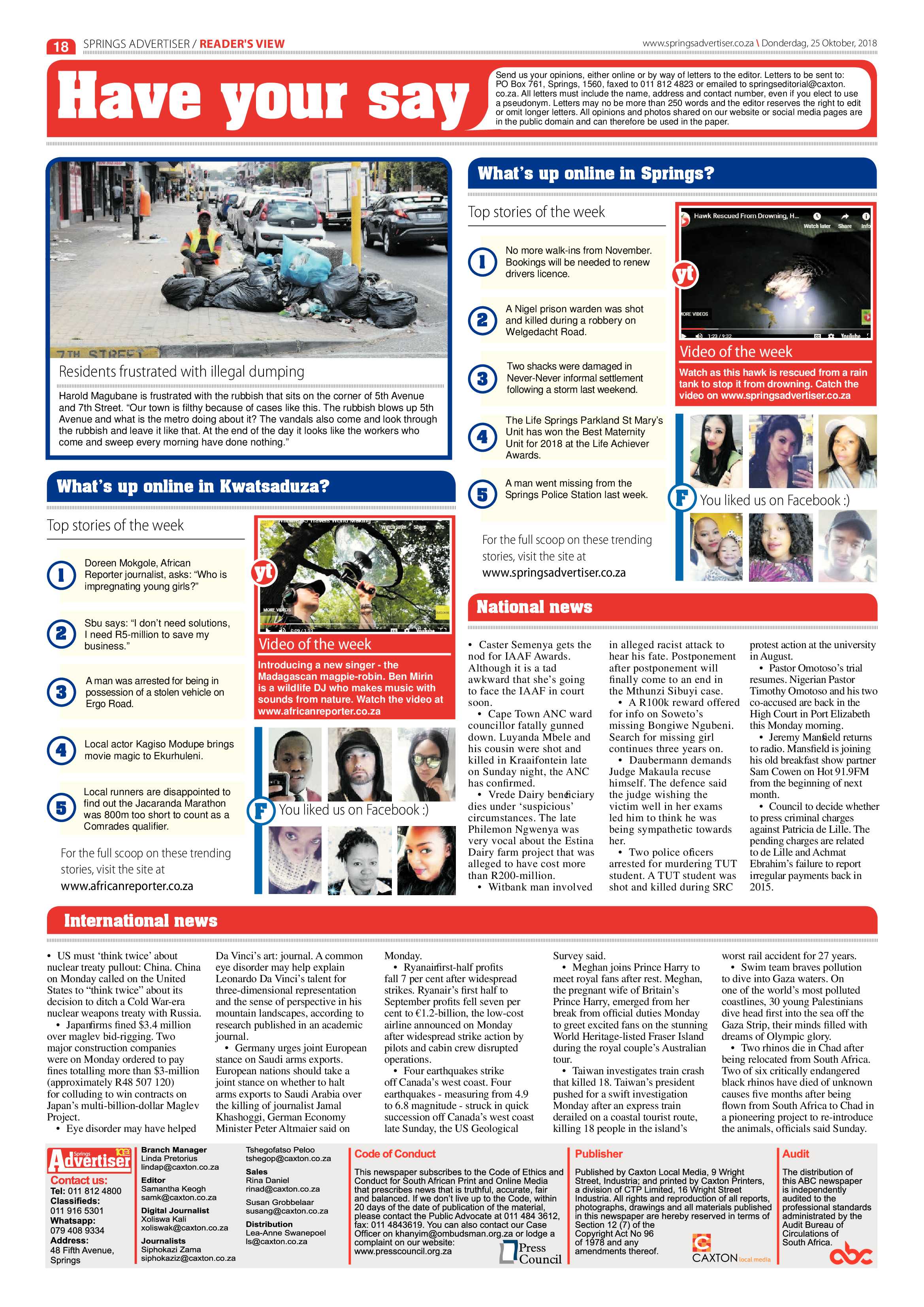 Springs advertiser 25 October 2018 page 18
